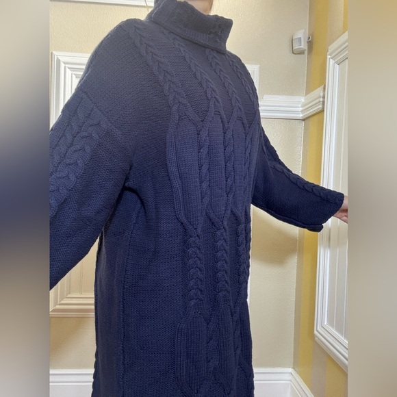 Cozy Blue Cable Knit Sweater Dress - Picture 6 of 9